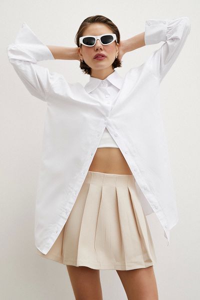 Never more Cream Colored Shirt and Skirt Set