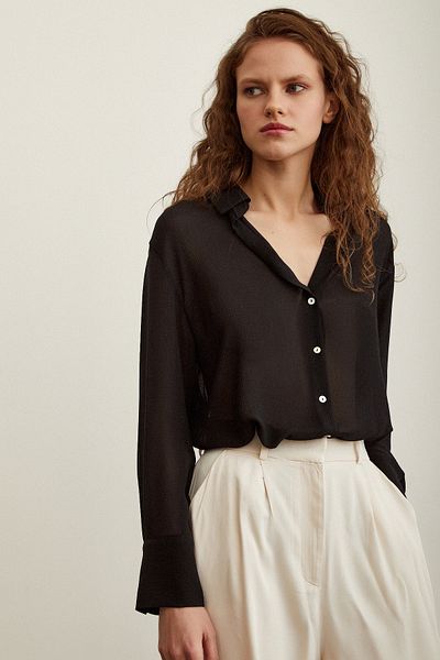 Never more Chiffon Shirt Black