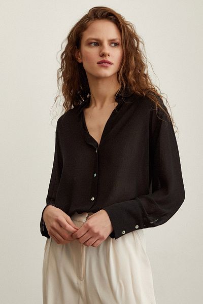 Never more Chiffon Shirt Black