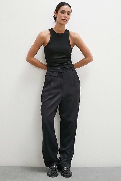 Never more Black Classic Trousers - Belt Detailed
