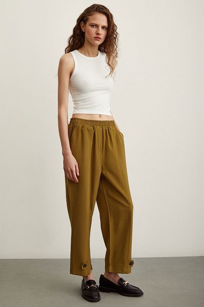 Never more Elastic Loose Trousers Khaki