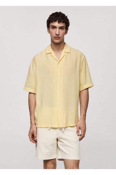 MANGO Man Bowling Collar Modal Shirt