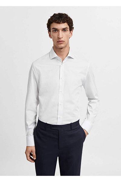 MANGO Man Slim Fit Micro Patterned Twill Shirt