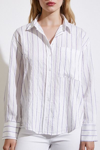 Never more Purple Striped Pocket Shirt