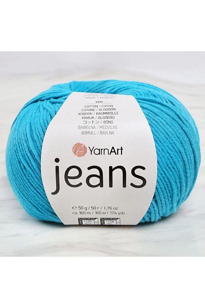 Yarnart Μπλε τζιν 55 μοντέλο με λεπτομέρεια από πλέξιμο