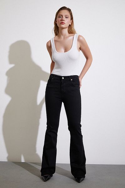 Never more High Waist Black Spanish Leg Jeans