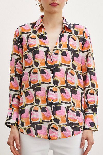 Never more Van Gogh Patterned Orange Shirt
