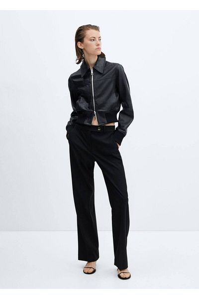 MANGO Woman Side Buttoned Straight Cut Trousers