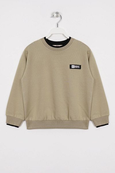 zepkids Hanorac pentru băiat de culoare kaki - Detaliu guler camisole