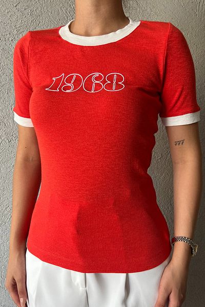 Seda Yalçın Atelier 1968 Orange DeTailed Brand Model Basic T-Shirt