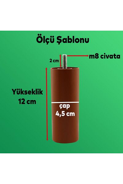 Badem10 4 buc. Cafea 12 cm Mobilier Canapea Fotoliu Baza de ridicare M8 Șuruburi cu dinți fini Suport picioare picioare