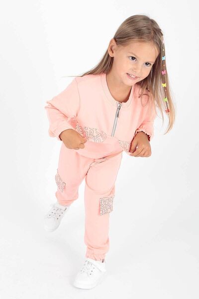 AHENGİM Σετ αθλητικής φόρμας για κορίτσια Trend - Τσέπες με στάμπα Ak2232