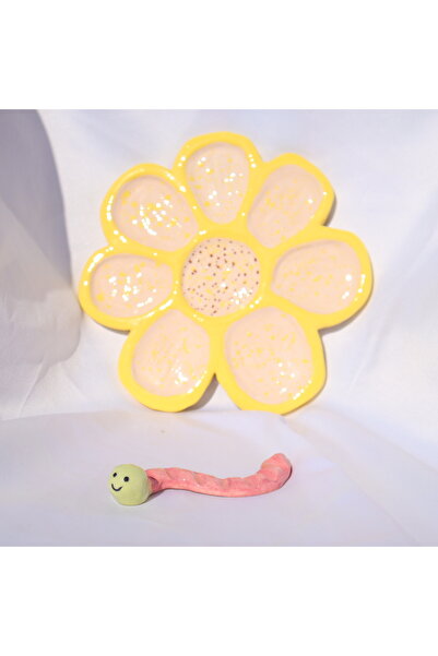 Lily & Loly Ceramics El Yapımı Seramik Modern Sarı Papatya Resim Paleti ve Ta...
