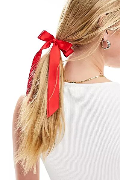 New Obsessions Red Double Satin Bow Ribbon Hair Clip