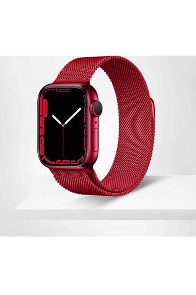 Nezih Case Apple Watch Series 2/3/4/5/6/7/8/9/se 38mm-40mm-41mm حزام معدني شبكي متوافق