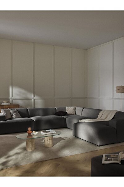 S Home Design Concept Molly Xl Köşe Koltuk Takımı Sağ Köşe Keten Antrasit