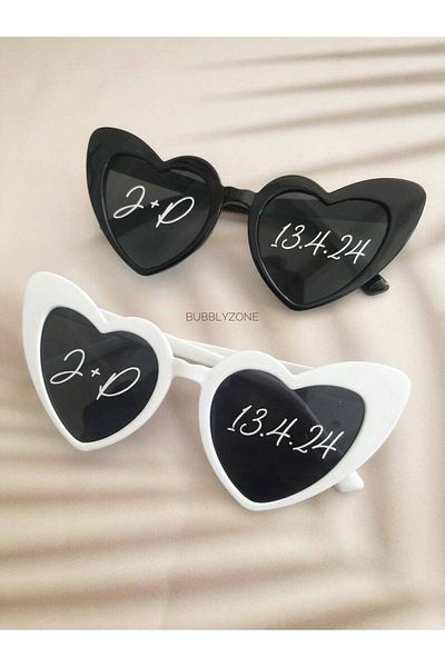 ModaLand Set of 2 Heart Glasses for Bride and Groom - Bride and Groom