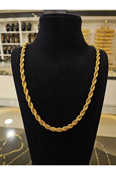 imitasyon dünyası 22 Ayar Altın Kaplama 6 mm Kalınlık 60,80,100,200 Cm Uzunluk Burgu Halat Zincir Köstek  A Kalite