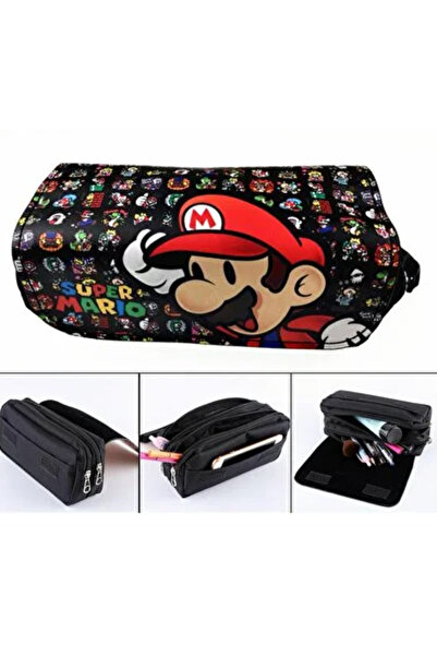Petityu Trusa de creion mare cu fermoar dublu Super Mario