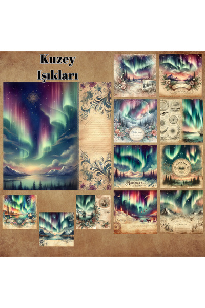 Pink Swan Craft مجموعة ملصقات ملصقات عتيقة - مخطط دفتر قصاصات مضاء 12 قطعة من...