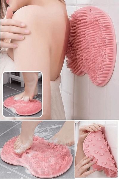 Ardinyo Silicone Bath Brush with Suction Cup - Foot Massage, Pad, Back Scrub and Body Washing Washcloth