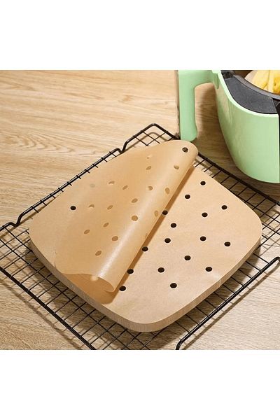 Ardinyo 20 Pcs Air Fryer Baking Paper Disposable Oil Proof Paper Square Hole Model Air Fryer