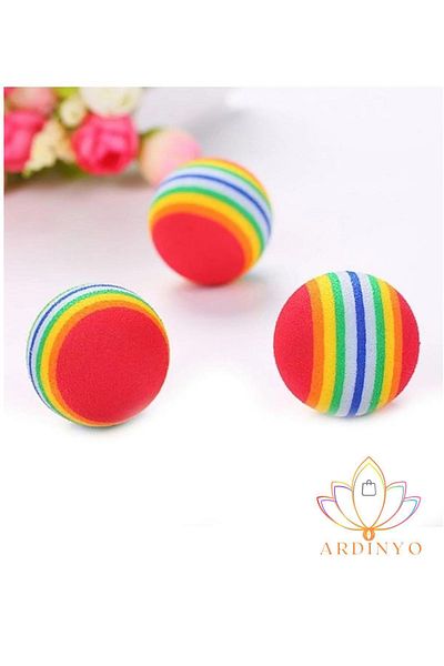 Ardinyo Colorful Sponge Cat Dog Chewing Play Ball Set, Rainbow 3 Pack, Fun and Educational, 4.2 cm