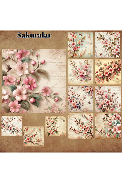 Pink Swan Craft Vintage Sakurars 12 buc. Set de autocolante pentru planificat...