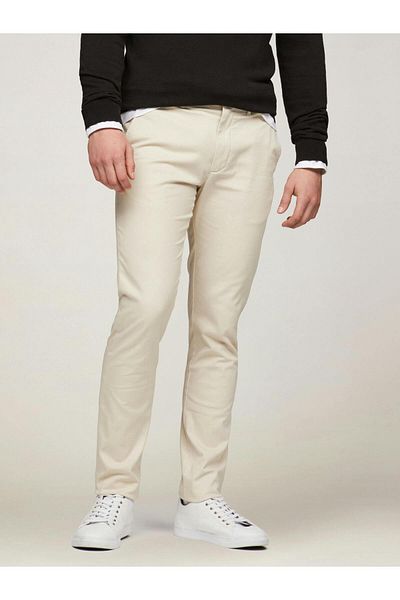 Tommy Hilfiger men's BeiGe Trousers - PocketeD, LonG LenGth, ButtoneD, Daily Use, MW0MW26619-ACI