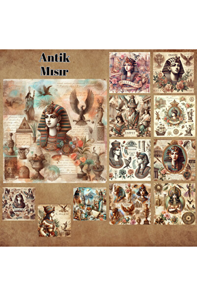 Pink Swan Craft Vintage set od 12 komada naljepnica za albume iz drevnog Egip...