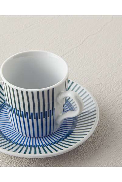 English Home Edwin Porcelain 4 Piece Coffee Cup Set for 2 People Blue-Green