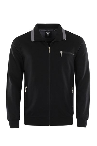 Hajo Jacke Unifarbene Comfort Fit-Sweatjacke Stay-Fresh mit Stehkragen und Brusttasche