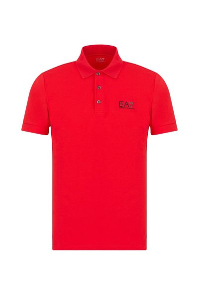 EA7 Shirt Core Identity Poloshirt aus Baumwollstretch mit Seitenschlitzen in normaler Passform