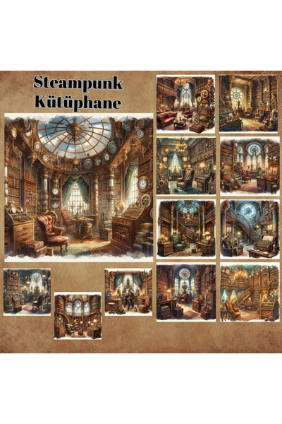 Pink Swan Craft Steampunk Kütüphaneler Vintage 12 Adet Scrapbook Bullet Journ...