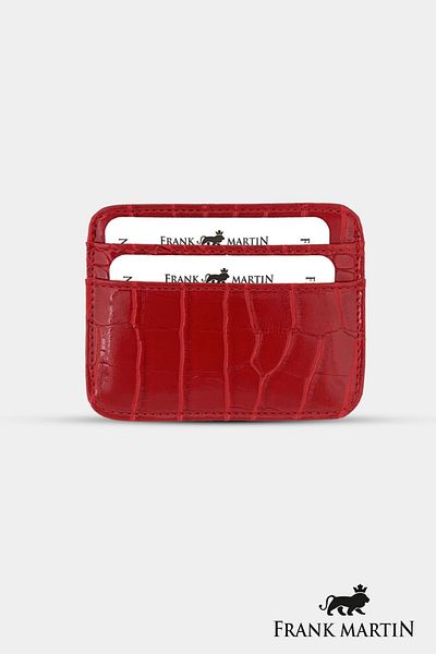 Frank Martin Original Boxed Croco Leather Slim Credit Card & Wallet with Money Compartment Lux Croco Women Card Holder