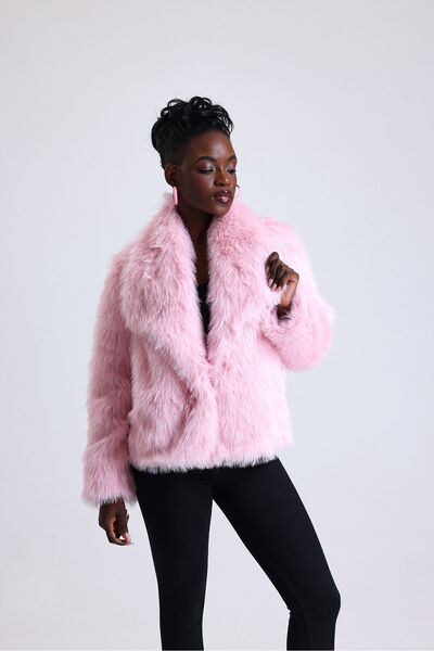 KürkZone Kadın Ggeniş Yaka Kürk Ceket Kaban