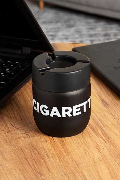Porsima C-00513 Άοσμο Γυάλινο Θάλαμο Πυρίμαχο Πλαστικό Καπάκι Τασάκι Τασάκι Οικιακού Αυτοκινήτου - Μαύρο