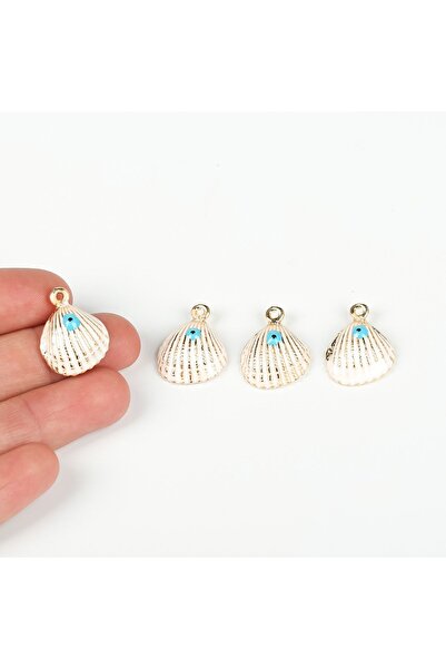 yfhobi 1 ADET - 20 mm BEYAZ NAZAR MİNELİ TEK KULP MİDYE TAKI APARATI, ALTIN K...