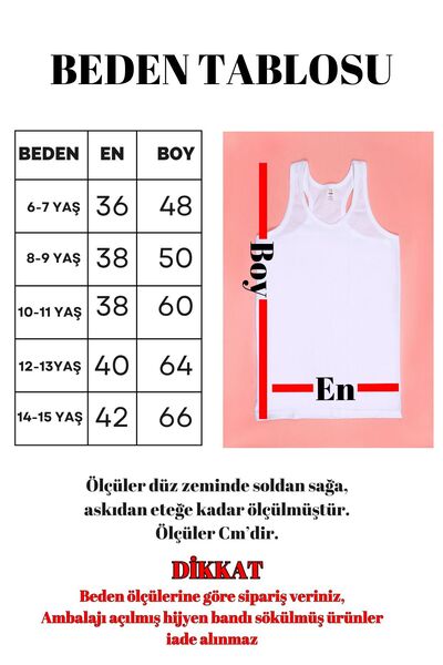 DONEX 6-Piece Boy's Sports Undershirt - 100% Cotton