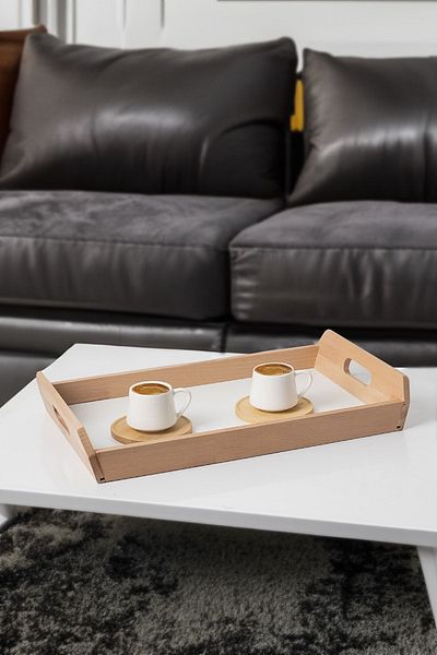 Porsima Taboo Tab-9019 S Bia Wooden Tea Coffee Presentation Tray