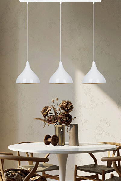 Bamyum Üçlü Uzun Beyaz Sarkıt Avize Salon Yemek Masası Oturma Odası Toplantı ...