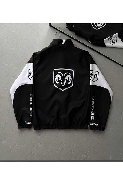 Lushen Unisex Parachute Fabric Oversize Printed Black Windbreaker Raincoat