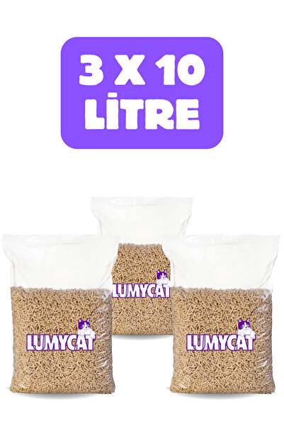 LUMYCAT %100 Doğal Çam Peleti Kedi Kumu 30lt Tozsuz 3X10 LİTRE