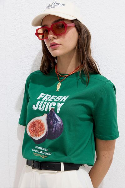 Manuka T-Shirt mit frischem Aufdruck und Nähten