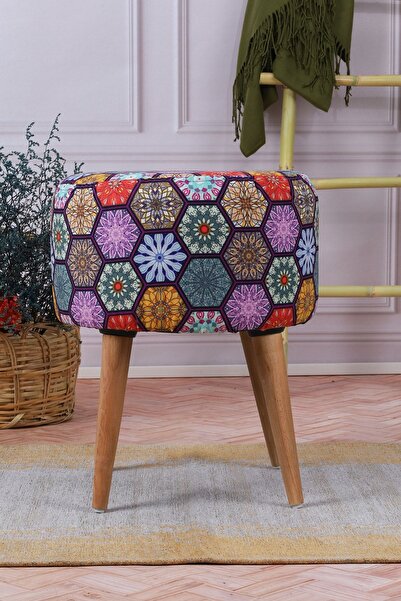 PufyHome Mozaik Çok Amaçlı Gürgen Ayaklı (ceviz) Puf Koltuk