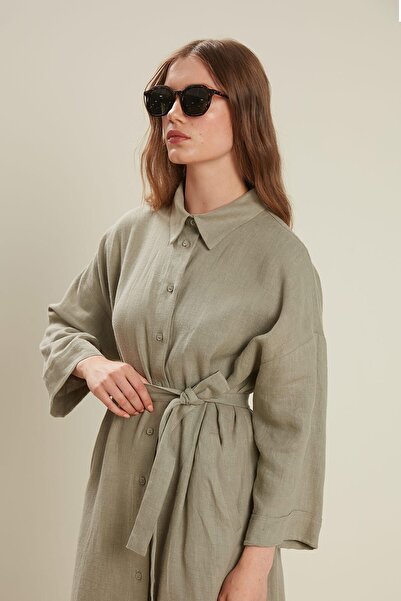 Manuka Zelené plátěné šaty