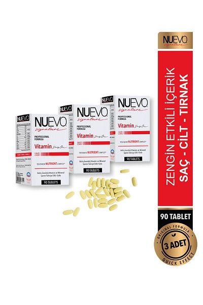 Nuevo Signature Hair, Nails and Skin SupporTing Vitamin CompleX wiTh 90 TableTs - 3 Pieces
