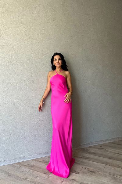 Seda Yalçın Atelier Satin Pink Dress - Neck Tie