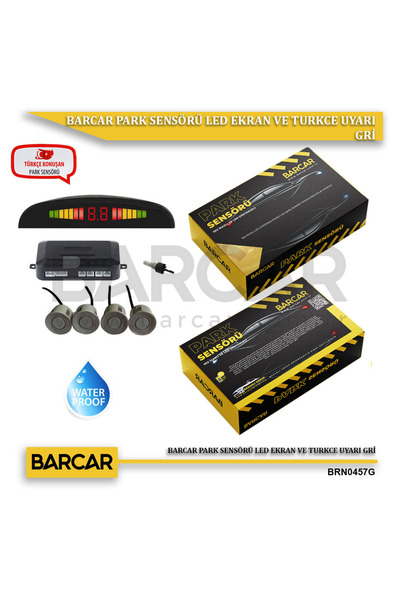 BARCAR PARK SENSÖRÜ LED EKRAN VE TURKCE UYARI GRİ