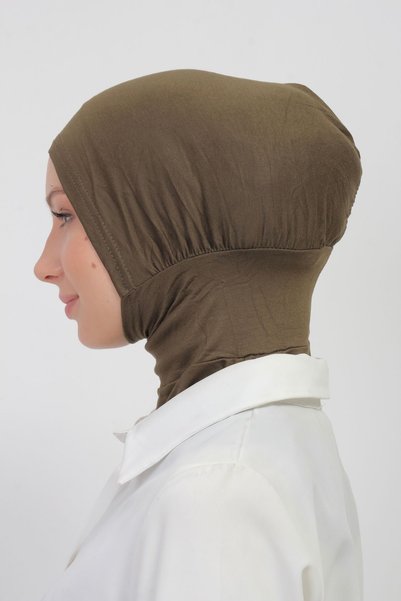 manolyaşal islamic hijab غطاء رأس عملي مع طوق للرقبة - كاكي